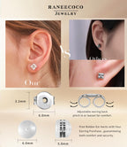 ”STUNNING FLAME“ 18K Gold Plated Sterling Silver Princess Cut Cubic Zirconia Stud Earrings for men women(w-7)