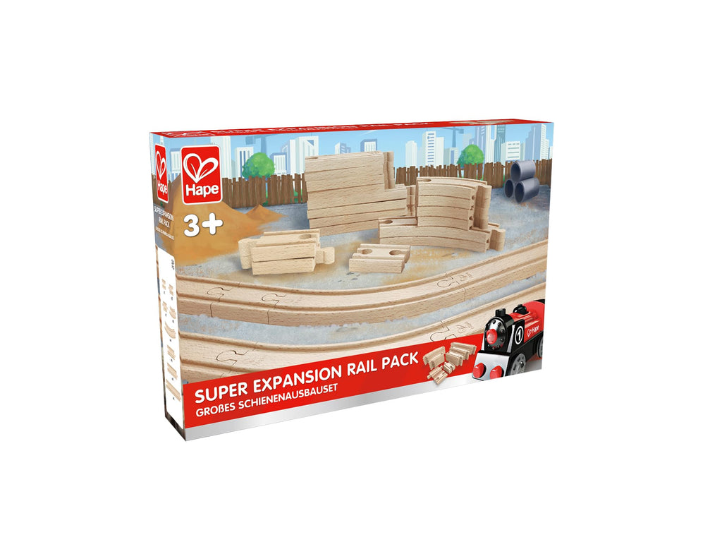Hape 24 Pcs Wooden Railway Super Expansion Rail Pack| Compatible with Other Wooden Tracks