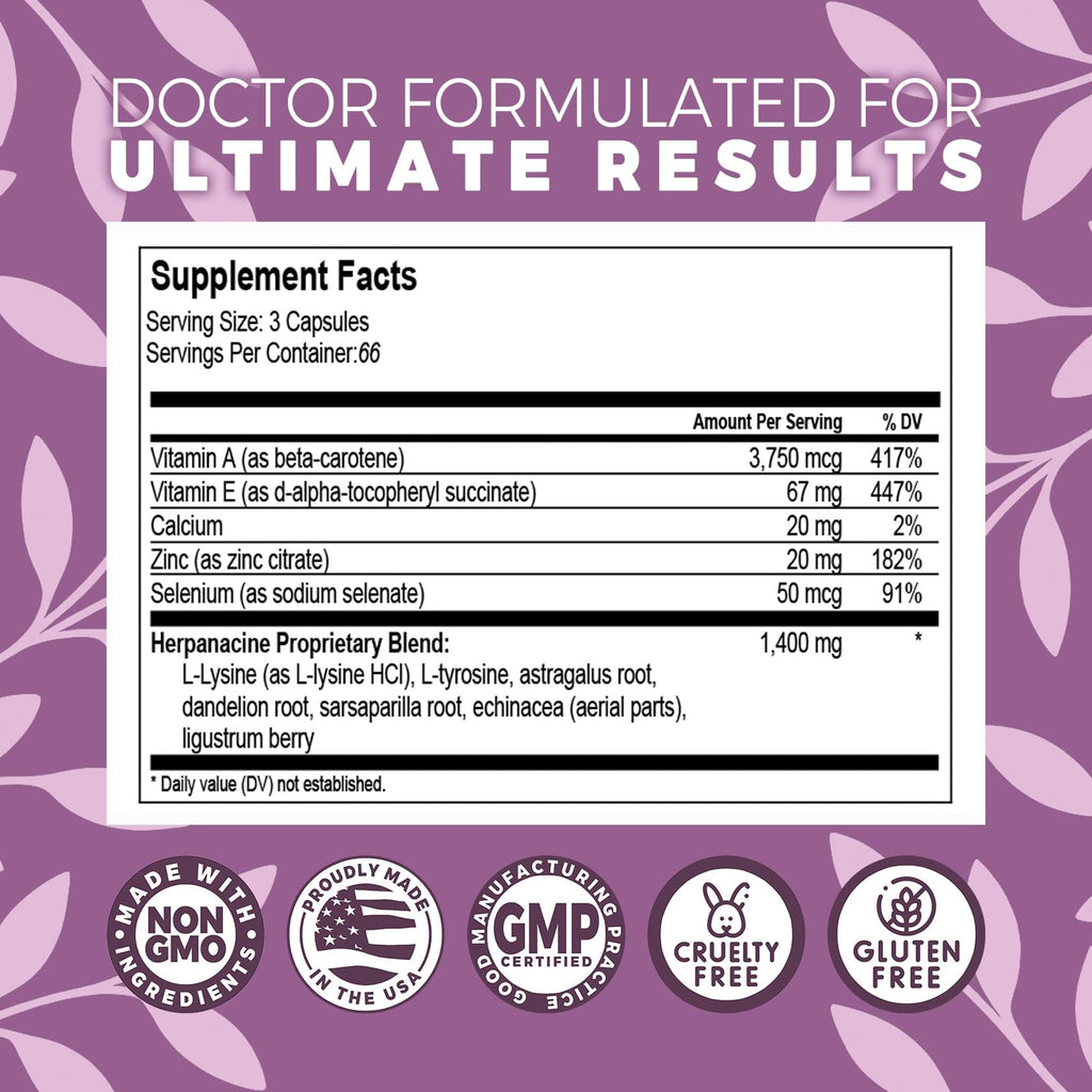 Herpanacine Diamond Natural Skin & Immune Vitamin Complex – Dual-Action Internal Skin Health & Antioxidants Health Supplement – Made with Natural Ingredients – 100 Count
