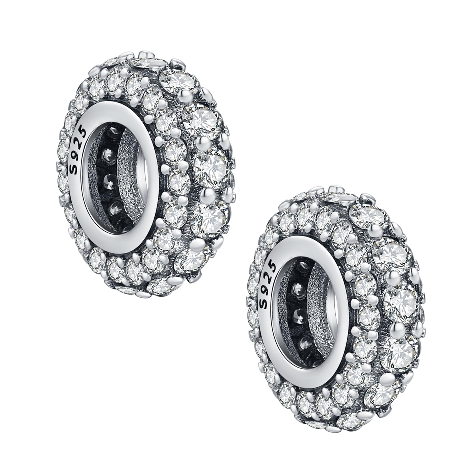 S925 Silver Spacer Stopper CZ Bead Charm for Pandora Bracelet Present Women
