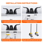 Bathroom Sink Faucets 2/3 Hole,Matte Black Dual Handles 4 inch Plastic Plating Over Bathroom Faucet with Pop-up Drain and 2 Supply Hoses for Apartment Rvs Sink Vanity