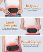 FSA HSA Portable Wireless Menstrual Heating Pad with 6 Heat Levels and 6 Massage Modes, Heating Pad for Menstrual Cramps, Back Pain, 3