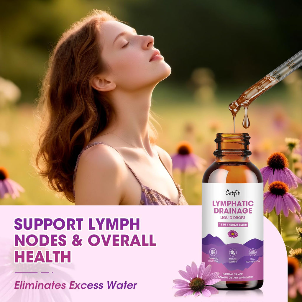 Lymphatic Drainage Drops Supplements for Immune, Lymph System Support, Cleanse & Detox, Liver Health with Echinacea,Elderberry,Cleavers Herb,Burdock, Calendula, Vegan, Non-GMO,Natural Flavor, 2 Fl Oz