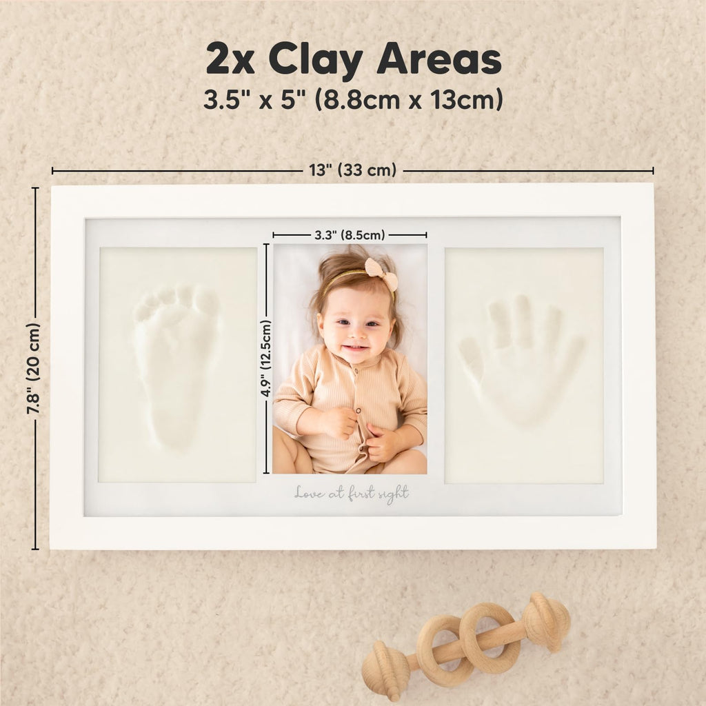 KeaBabies Baby Hand and Footprint Kit, Clay Keepsake Frame (Alpine White)