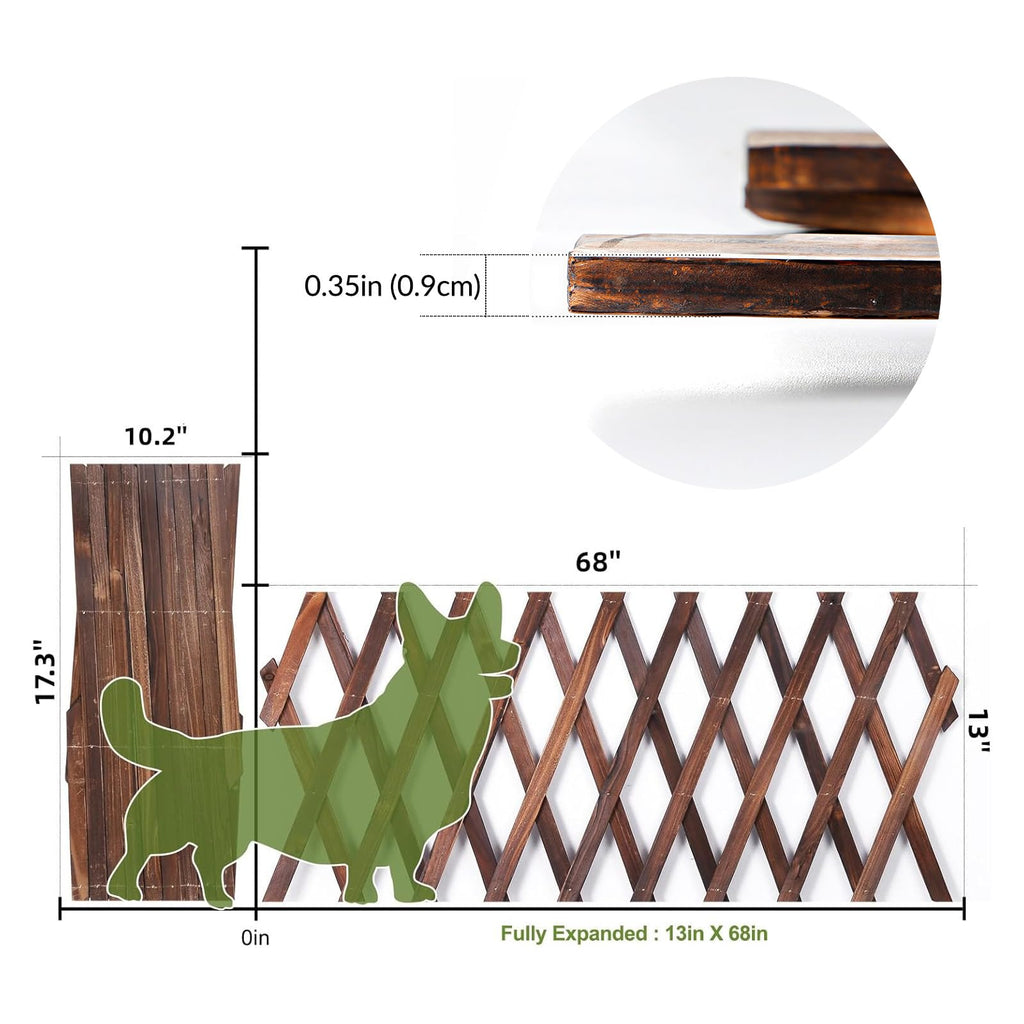 2Pcs Expandable Garden Trellis, 13" x 68" Thickened Wooden Lattice Trellis for Climbing Plants Outdoor Ivy Vine Rose Clematis for Garden Fence Wall Patio Room Decor (2Pcs Brown)