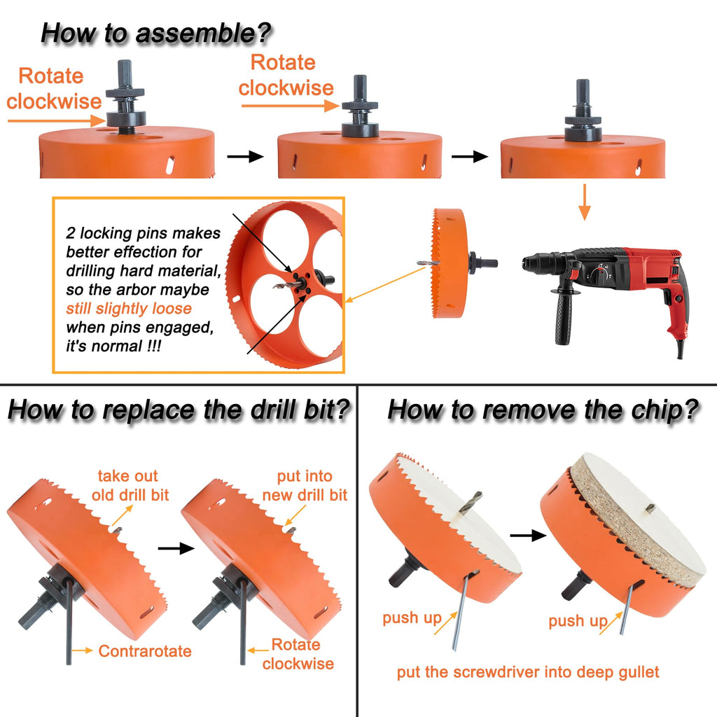 VIKITON 6-1/8 Hole Saw for Recessed Lights, 6.1 Inch Hole Cutter with Dust Bowl Catcher for Led Recessed Lighting 6 Inch and Wood Metal Drywall, Bi-Metal Construction