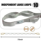 Stretching Strap Yoga Strap with Loops, Stretch Straps for Physical Therapy, Non-Elastic Exercise Strap for Pilates, Dance and Gymnastics with Workout Guide (Silver Gray)