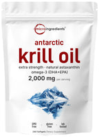 Micro Ingredients Antarctic Krill Oil Supplement 2,000mg Per Serving, 240 Softgels | Omega-3 EPA & DHA with Phospholipids & Natural Astaxanthin | No Fishy Aftertaste | Non-GMO, Gluten Free
