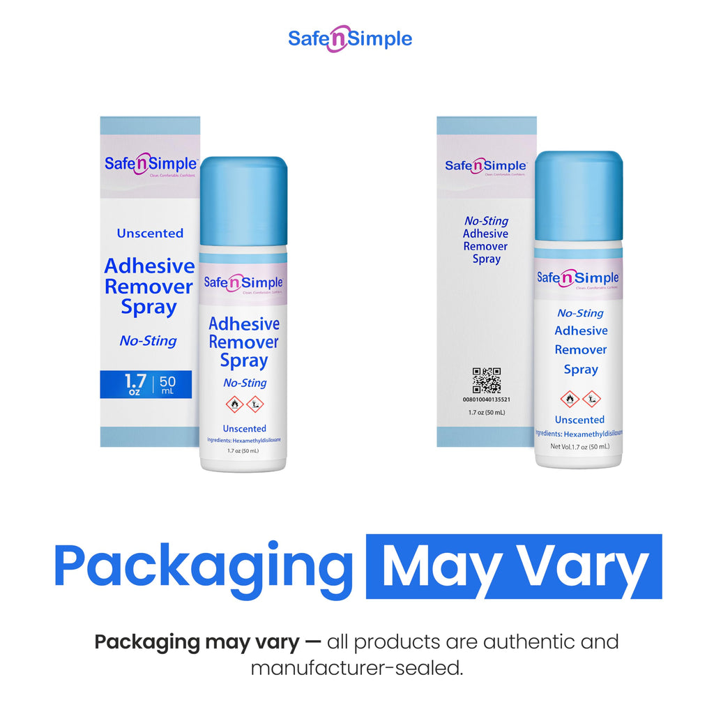 Safe n’ Simple Medical Adhesive Remover Spray for Skin - 1.7 Fl Oz No Sting Alcohol Free Ostomy Adhesive Remover - Gentle Medical Adhesive Removal Spray for Stoma, Urostomy, Ileostomy & Colostomy Care