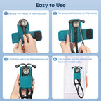 SKYREH Stethoscope Holder Clip, PU Leather Stethoscope Hip Holder Lightweight Portable Holster for Physicians, Nurses, EMT, Medical Nursing Students, for 3M Littmann & Most Stethoscope, Caribbean Blue
