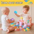 chenxuanbro 45 Pcs Soft Building Blocks for Toddlers 18M+, BPA - Free Sensory Toys, Montessori STEM DIY Construction Bricks, Safe Teething & Early Learning Toys, Creative Building Set for Baby Kids