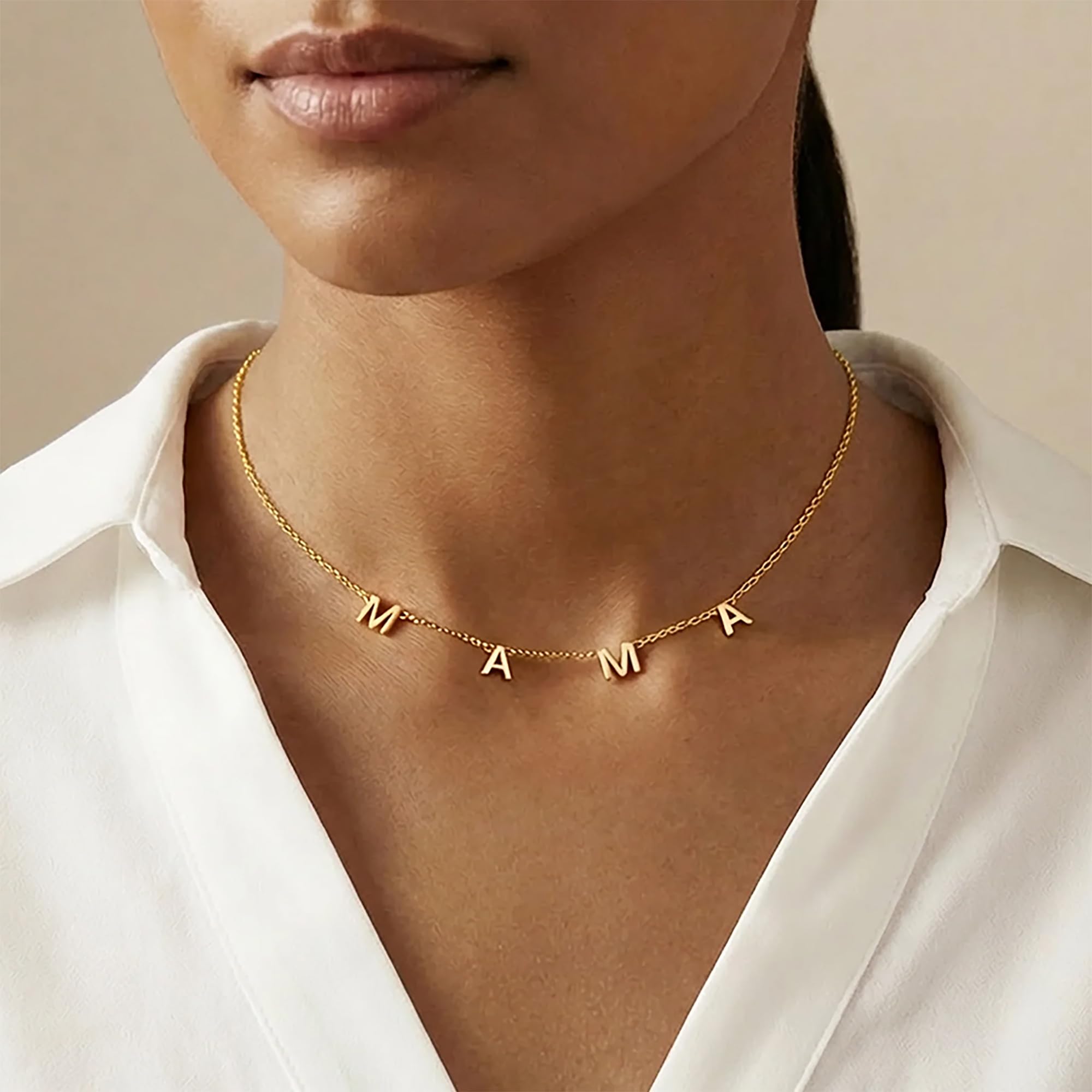 TRANGEL Multiple Initial Necklaces for Women,Custom Name Necklace Personalized,18K Gold Plated Choker Name Necklace Dainty Customize Letter Necklace for Girls