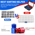 50PCS Thread Checker Kit – SAE & Metric Bolt Thread Checker, Nut & Bolt Size Finder Tool (27 SAE + 23 Metric) – Thread Gauge for Quickly Identifying Screw, Nut, and Bolt Sizes