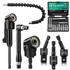 GRENPRO 19 Pcs Flexible Drill Bit Extension Kit, Includes 2 Pcs 105° Right Angle Drill Attachment, 3 Pcs Rotatable Socket Adapter, 10+2 Pcs Screwdriver Bits & Bendable Extension for Tight Spaces