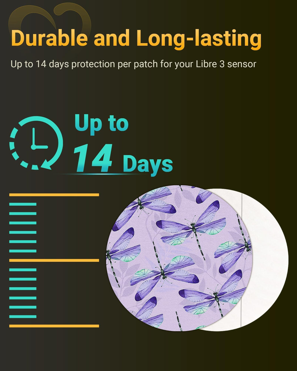 Amolyfe Libre 3 Sensor Covers Waterproof, 10 Pack Freestyle Libre 3 Plus Covers, Bump-Proof with Hard Cap, Waterproof Breathable CGM Adhesive Patches, 14-Day CGM Protection (Butterfly & Flamingo)