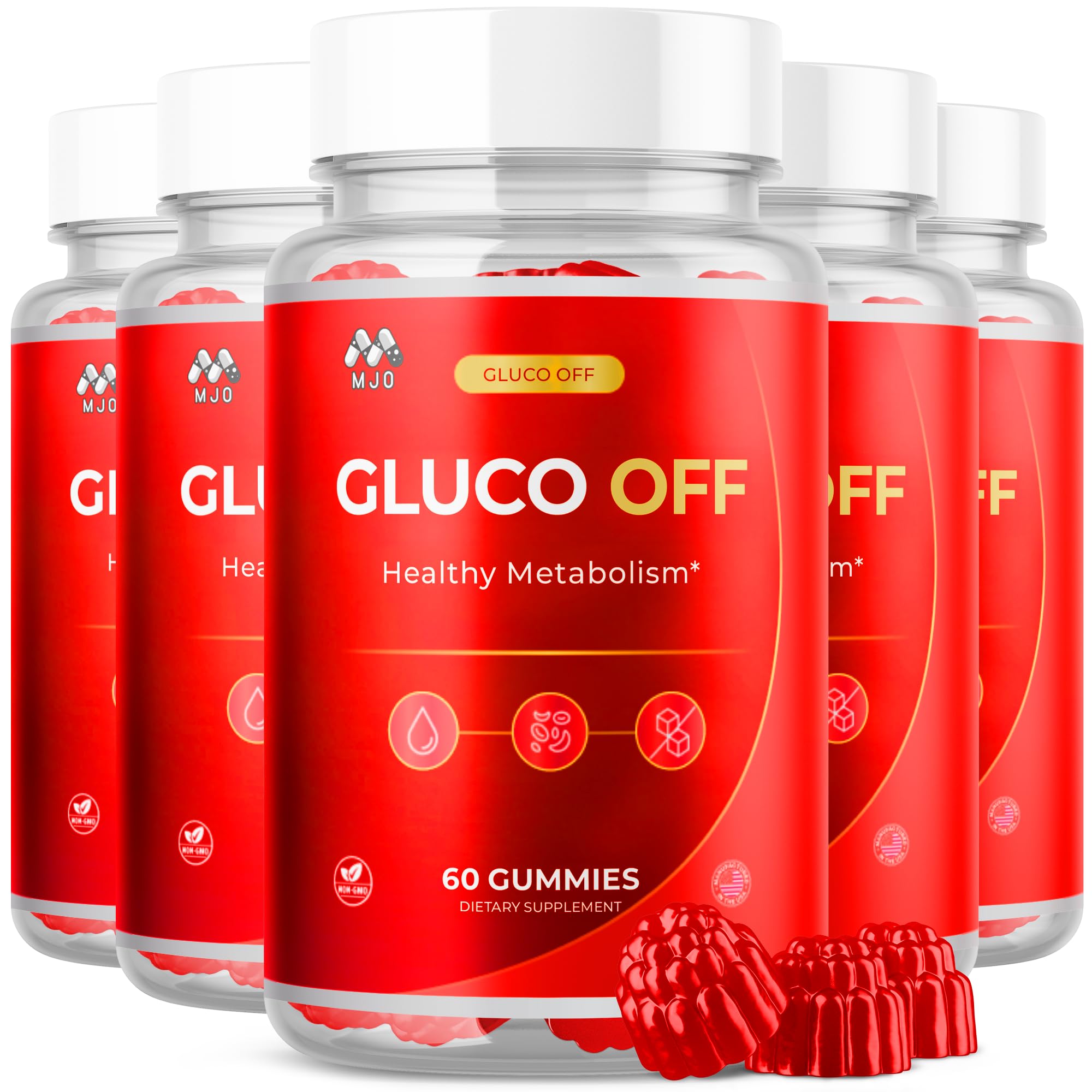 (5 Pack) Gluco Off Gummies, Official GlucoOff Supplement Gummys with All Natural Ingredients, Advanced Formula Gluco Off Gummies with Maximum Strength Health and Wellness Multivitamins (300 Gummies)