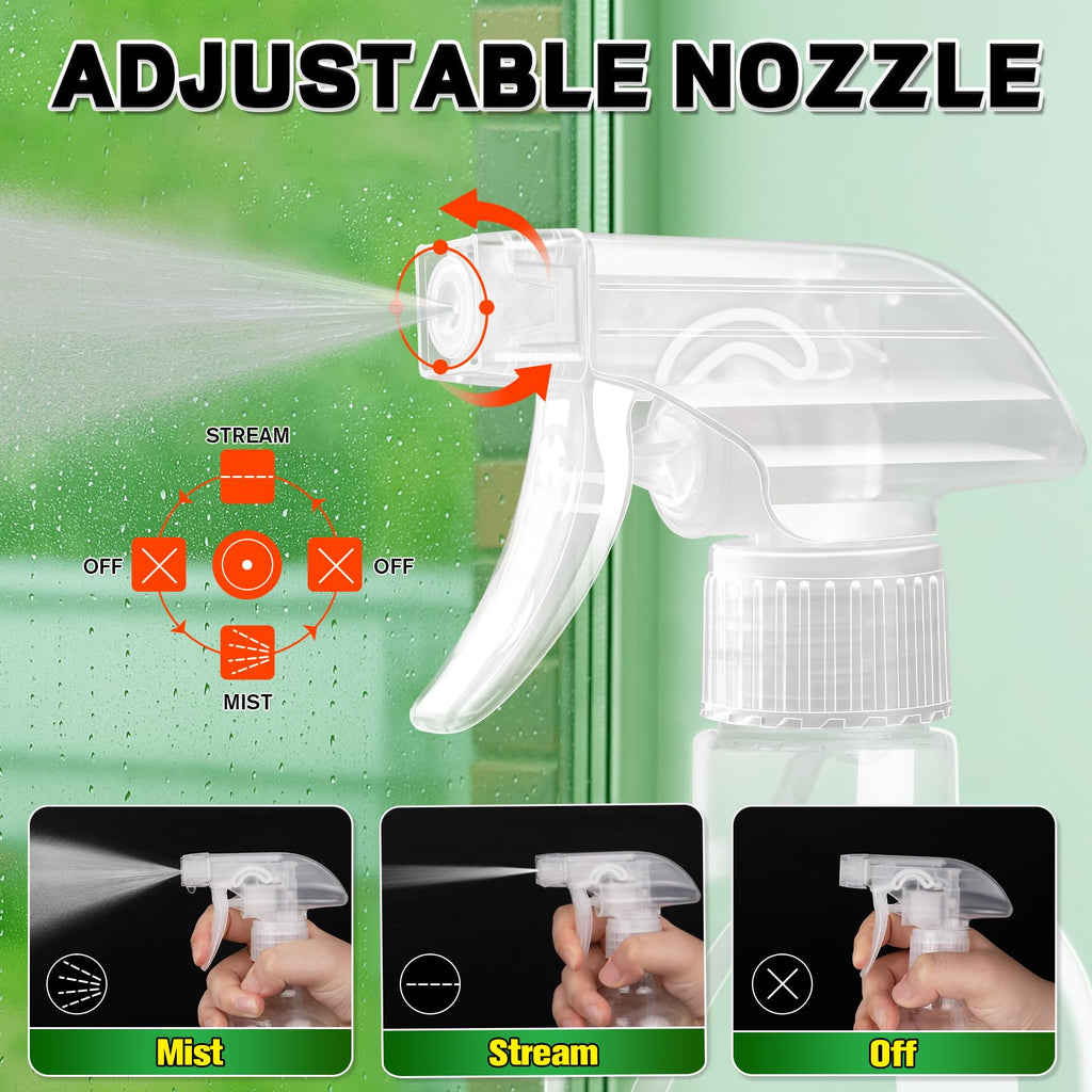 DIYSELF Spray-Bottle-Nozzle-Replacement, Universal Spray Bottle Top for Plastic Glass Bottles, Adjustable Trigger Sprayer, 24 Pcs Spray Nozzle Heads for Cleaning, Commercial Use, Chemical Resistant