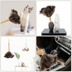 Genuine Ostrich Feather Duster, 16 inch Gray Ostrich Feather Duster with Wood Handle, Reusable Car Dusters, Eco-Friendly Handheld Cleaning Dusters for Home, Office and Kitchen