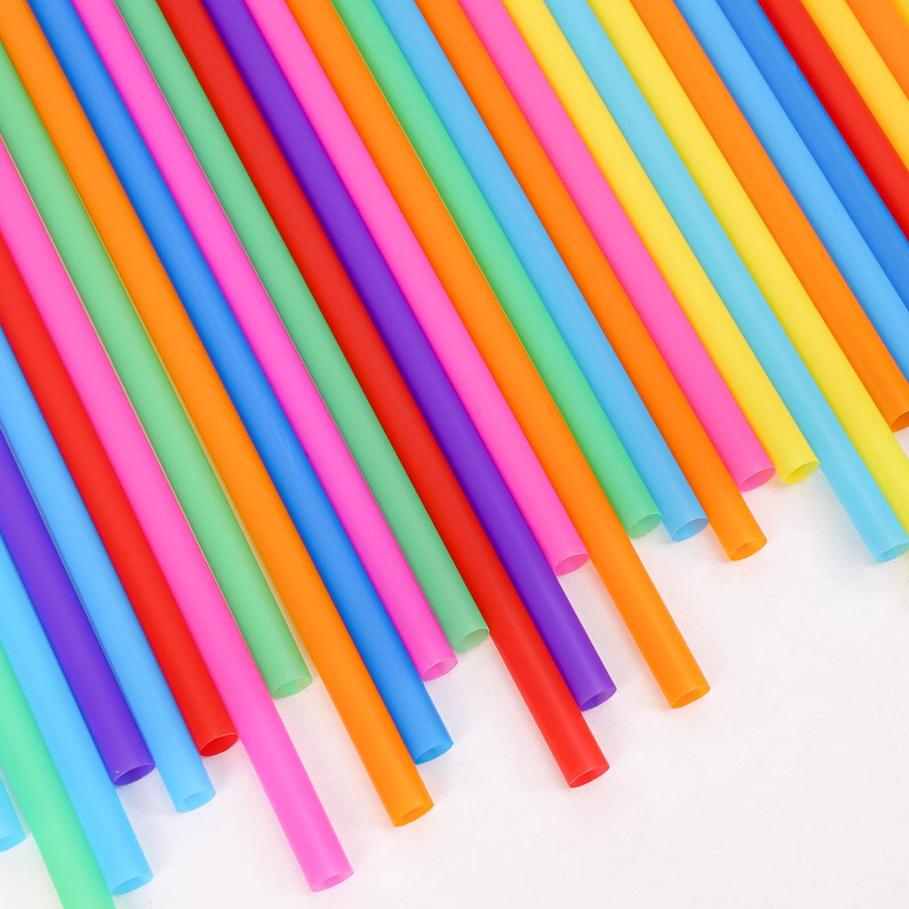 Tomnk 300 Pack Smoothie Straws, 10.3 Inches Straws Disposable, Drinking Straws Disposable in Assorted Bright Colors