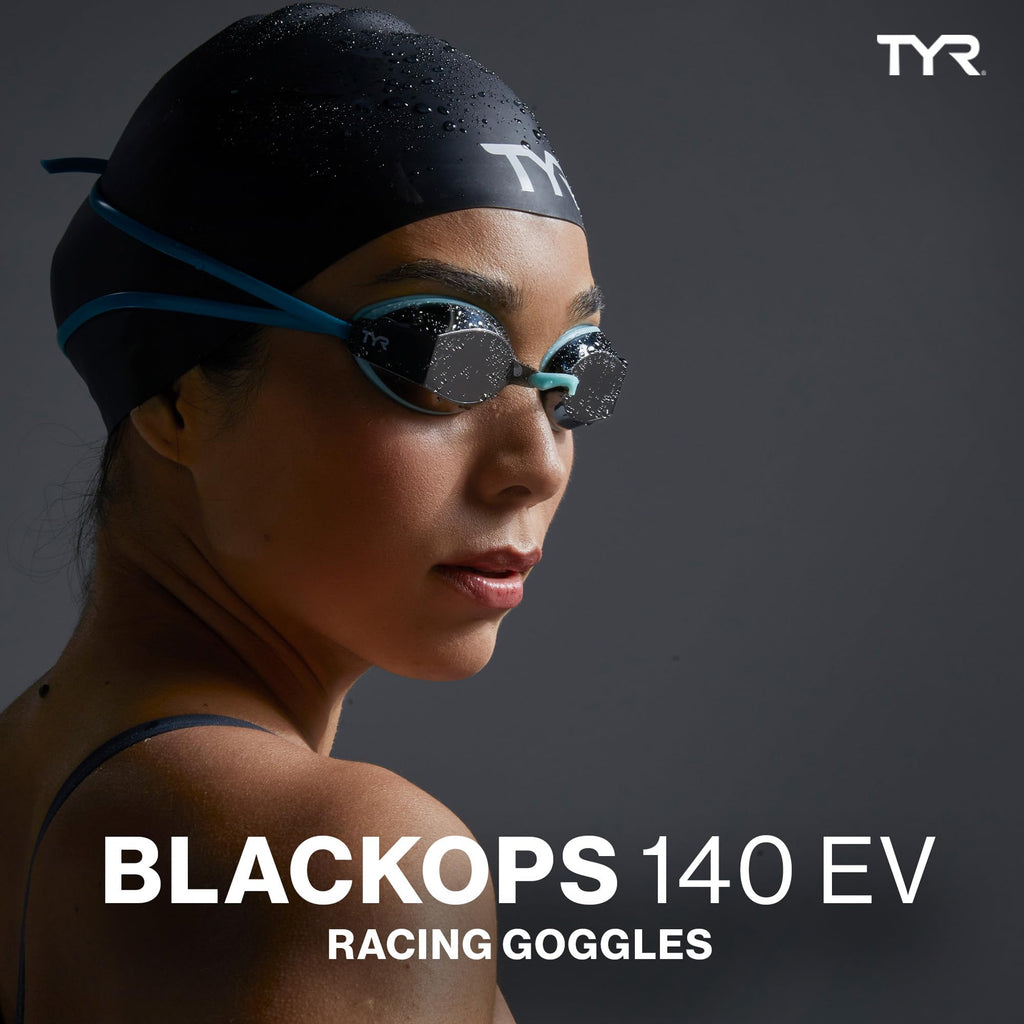TYR Blackops 140 EV Racing Goggles – Mirrored Swim Goggles for Men & Women, Anti-Fog, UV Protection, Low Profile Competitive Swimming (Gold/Navy)