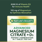 Nature's Bounty Advanced Vitamin D3 with Magnesium Citrate Immune Formula, Supports Immune and Bone Health, 90 Tablets (Pack of 2)