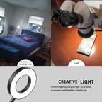 Woputne Desk Clip on Lamp for Reading Home Office, with 5V 2A Adapter, 10 Dimmable Brightness 3 Modes, Clamp Reading Light for Bed Headboard, Craft (Black)…