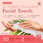 Clean Face Towels Disposable XL Facial Wipes | Add Water As a Makeup Remover | Sensitive Skin Face Towels | Organic Vegan Biodegradable - Clean Daily Towelettes | by Asara (100 Count)