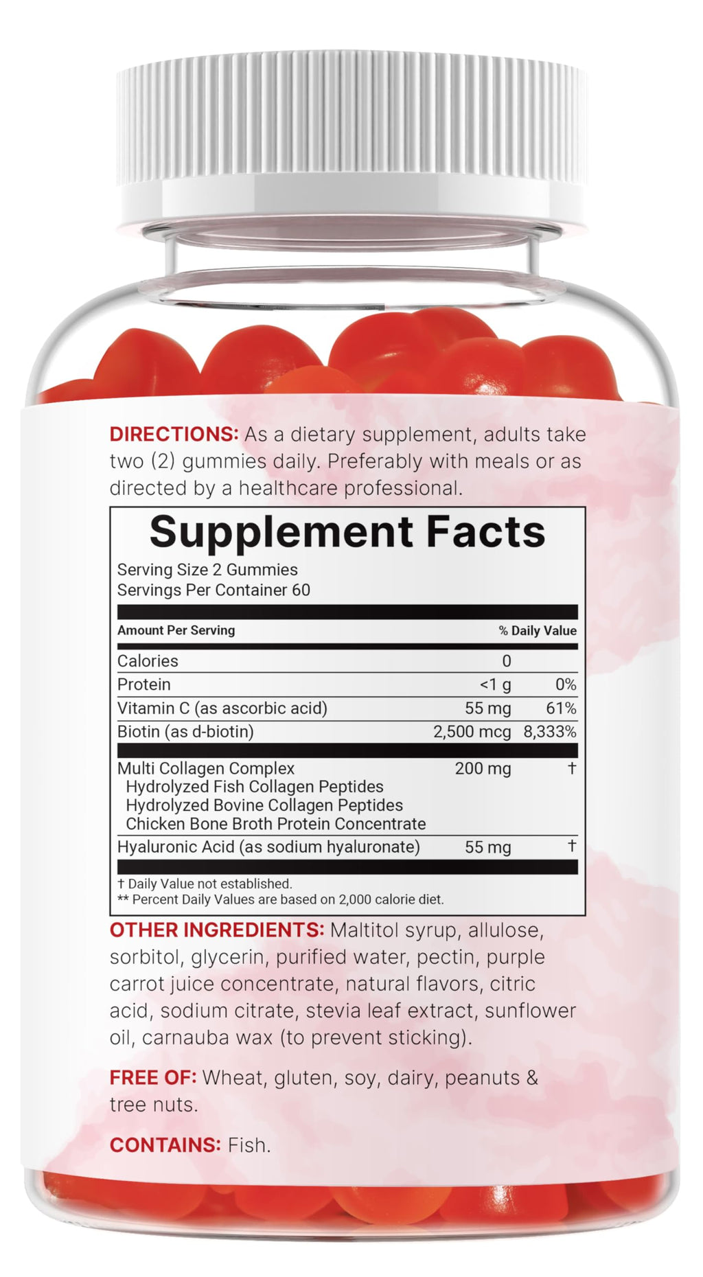 Micro Ingredients Multi Collagen Peptides, 120 Collagen Gummies | Type I,II,III,V,X Protein with Biotin, Hyaluronic Acid, & Vitamin C Complex | Pomegranate & Berry Flavored | Sugar Free, Non-GMO
