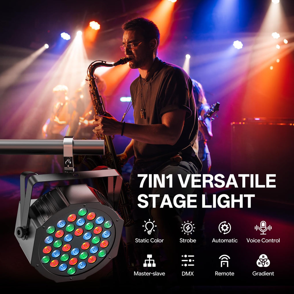 U`King 36 LED RGB Stage Par Lights by Remote DMX Control 2pack