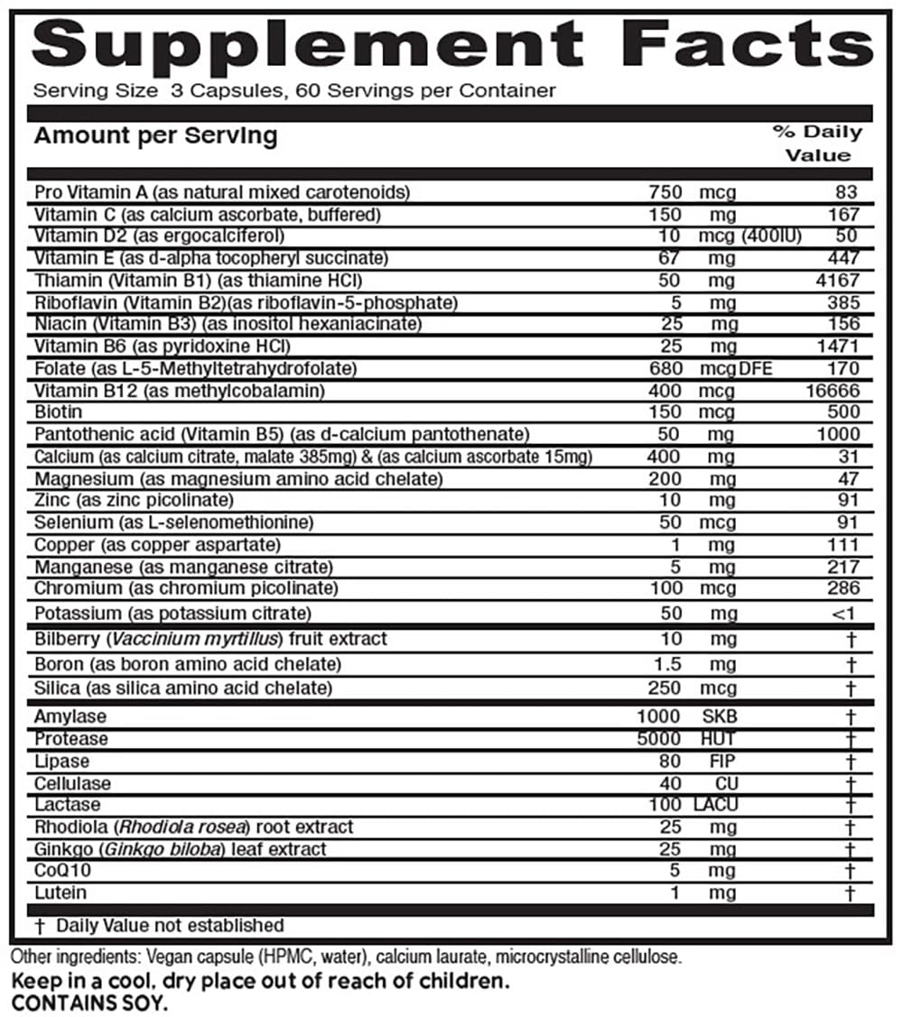 Vitanica, Senior Symmetry, 65 Years and Up Multivitamins and Minerals, Vegan, 180 Capsules