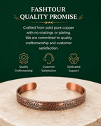 Fashtour Pure Copper Bracelet for Men & Women, Vintage Floral Cuff