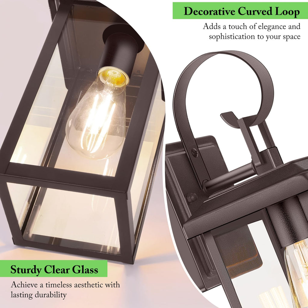 BesLowe 2-Pack Outdoor Wall Light Fixtures, 15" Exterior Lighting Fixtures Wall Mount, Waterproof Porch Lights Outdoor Wall Sconces Lanterns, Modern Outside Lights for House Front Door Garage, Brown