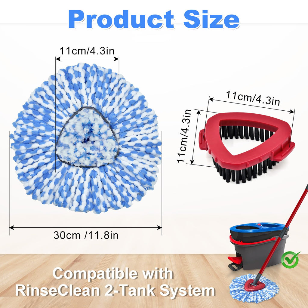 Mop Heads Replacements for Ocedar, 5 Pack Mop Replace Head for Ocedar RinseClean 2-Tank System, Spin Mop Replacement Head with 2 Scrubber Mop Head, Microfiber Mop Refills Deep Cleaning