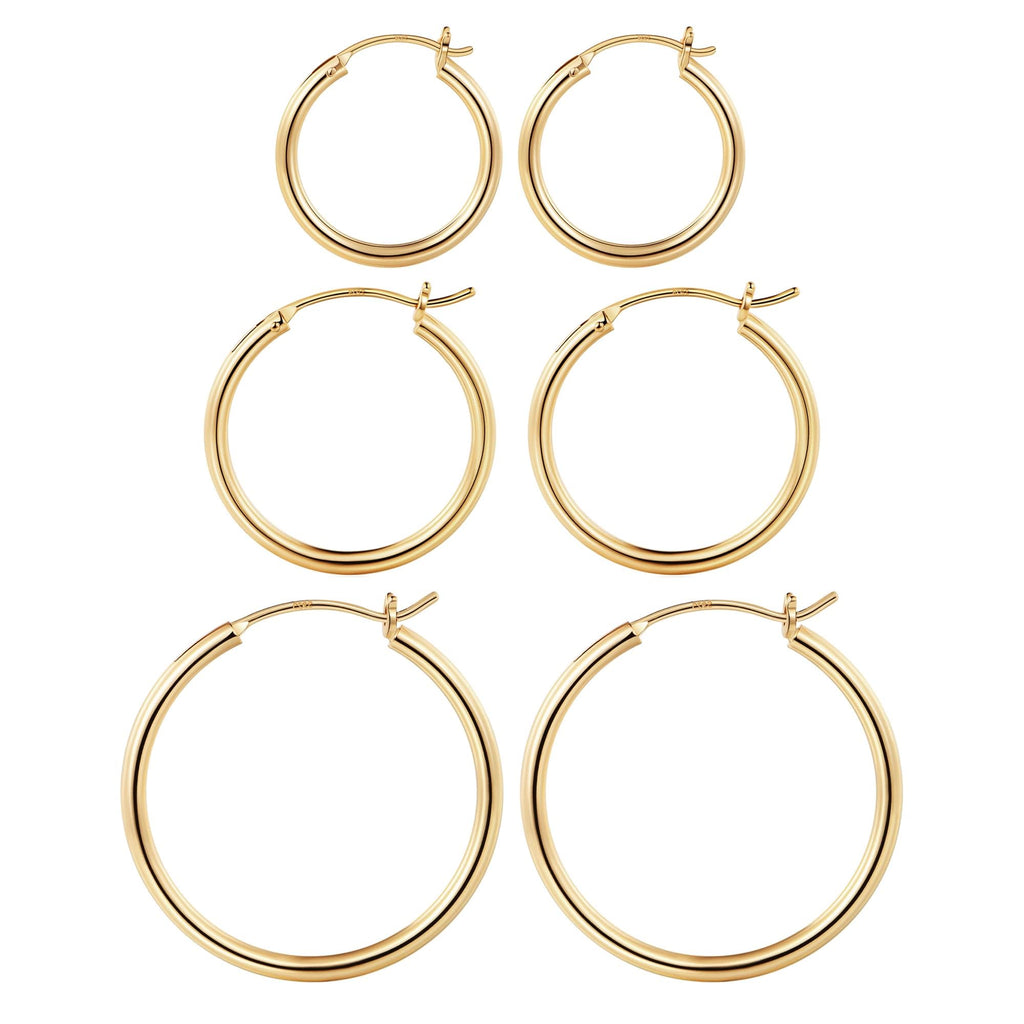 M MOOHAM Hoop Earrings for Women, Hypoallergenic 14K Gold Plated Earrings