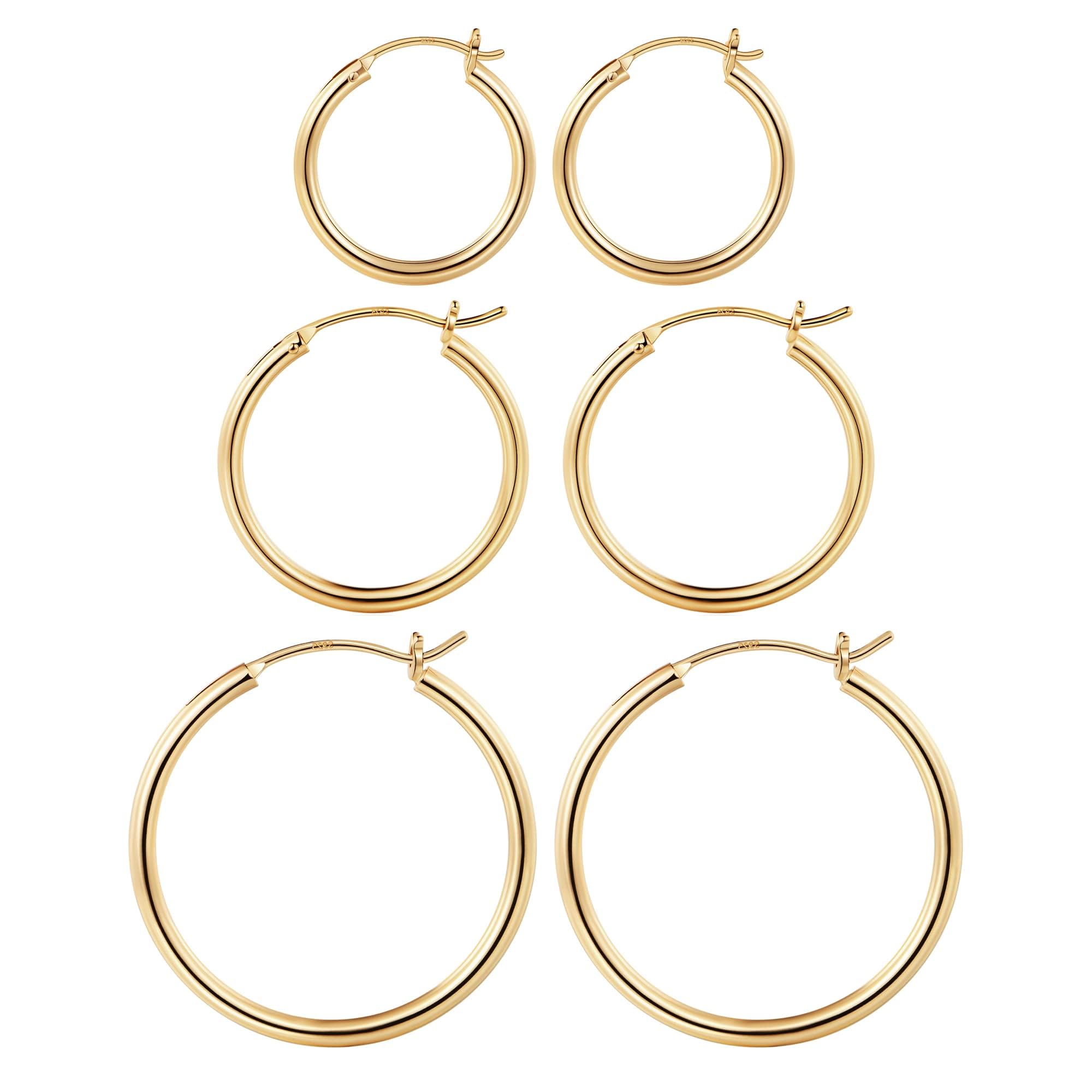 M MOOHAM Hoop Earrings for Women, Hypoallergenic 14K Gold Plated Earrings