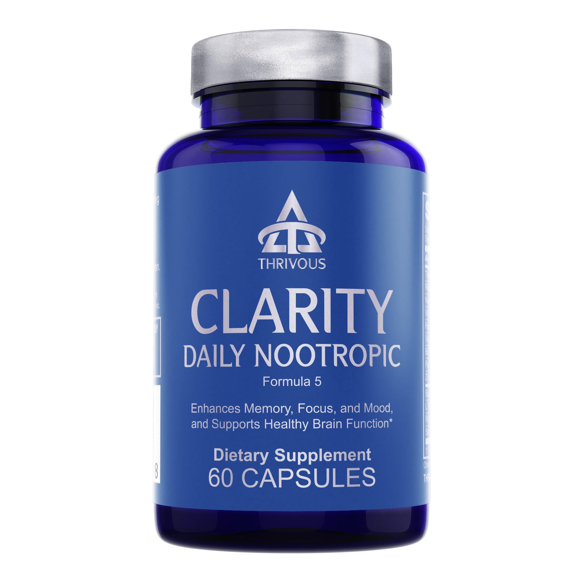 Thrivous Clarity Daily Nootropic – Cognitive Support & Mood Formula with Bacopa (Synapsa®), L-Theanine, Rhodiola Rosea, Vitamin B Complex & Zinc Picolinate – 60 Vegan Capsules