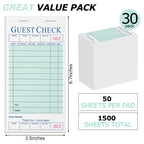 XKDOUS 30 Pack Server Books, Server Note Pads, Guest Check Books for Servers, Waitress Notepads for Restaurants, 1500 Orders Total