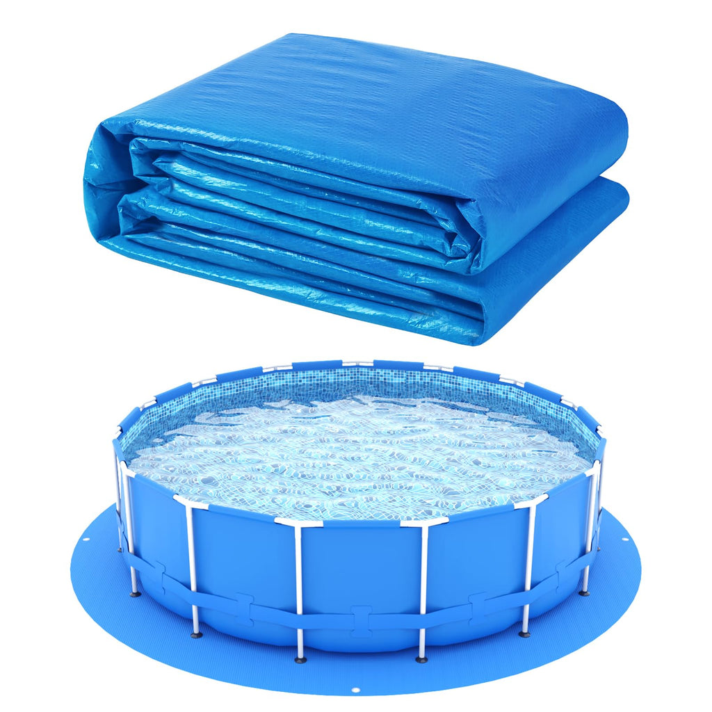 16 x 16 Ft Swimming Pool Ground Cloth Round Swimming Pool Tarpaulin Tarp for Above Ground Swimming Pools Heavy Duty Pool Ground Mat Protector Pad Prevents Punctures