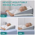 TANYOO Bed Wedge Pillow for Sleep Apnea 7.5Inch Gerd Pillow Patent Dual Layer Triangle Pillow Adjustable Shredded Memory Foam Topper Soft Support Ideal for Acid Reflux, After Surgery, Snoring