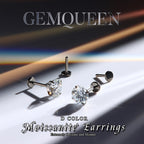GEMQUEEN Moissanite ＆ G23 Implant Grade Titanium Flat Back Earrings 1CT
