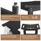 oridom HIPS Shower Benches for Inside Shower, Shower Stool with Space-Efficient Storage Shelf, Waterproof Shower Chair Seat for Spa Bathroom(Black)