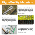 Bakulyor 100 Pack Metal Landscape Stakes, 8 Inch Artificial Grass Nails, 6 Gauge Large Landscaping Staples, Green Edging Anchor Stake for Garden Ground Lawn Paver Timber Border Weed Barrier Spikes 8"