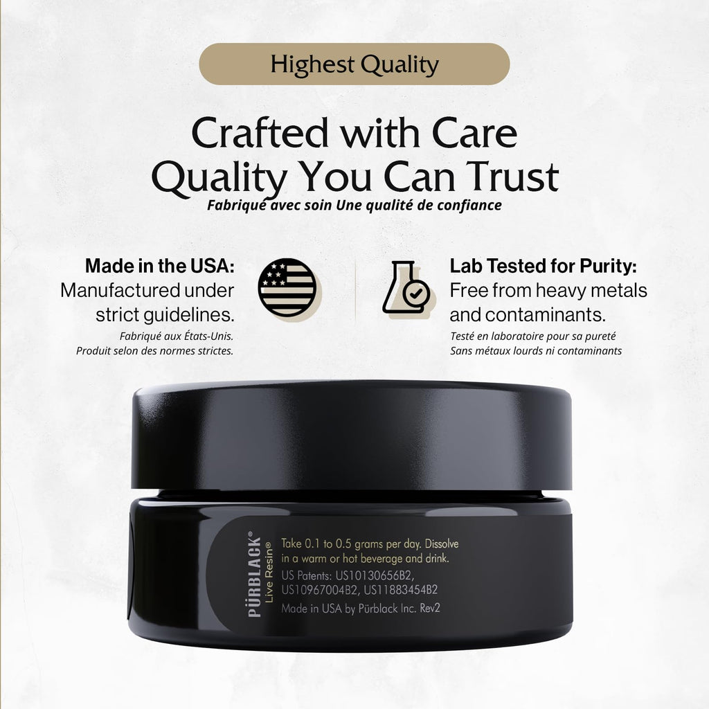Purblack Pure Himalayan Shilajit Resin - Himalayan and Other Mountain Ranges Gold Infused Shilajit for Men & Women with Over 85+ Trace Minerals for Energy & Immunity | 60 Servings | USA Made
