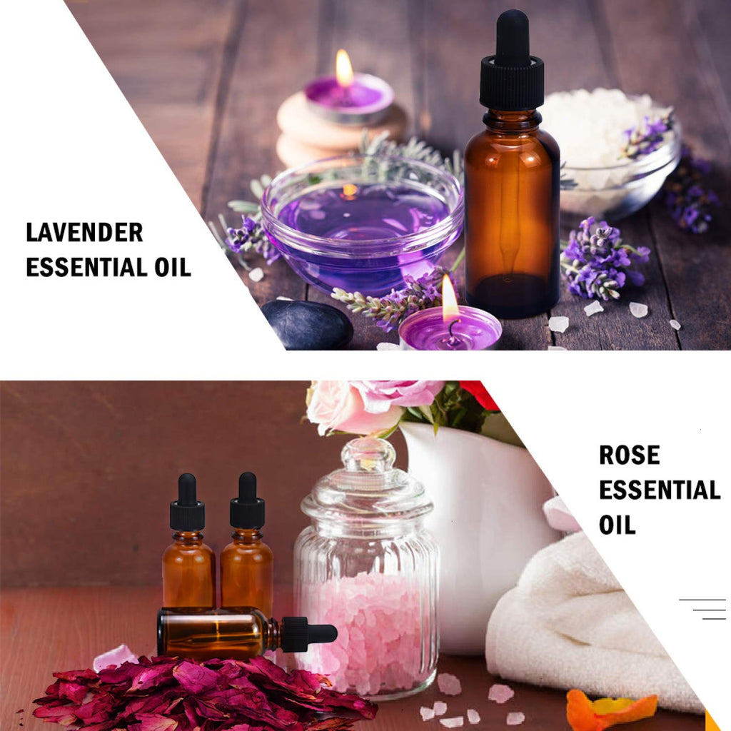 June Fox 99 Pack 1oz Amber Glass Dropper Bottles with Glass Droppers and Black Cap for Essential Oils, Lab Chemicals, Perfumes