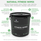 Wipex Yoga Mat Cleaner Wipes, EWG Verified, 400 Ct Plant-Based Lemongrass, Eucalyptus & Vinegar Wipes for Gym & Fitness Equipment & All Purpose Gym Cleaning - Safe for Peloton Bikes & Treadmills