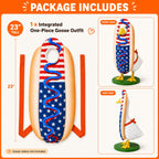4th of July Porch Goose Outfit for 23" H 250th Anniversary Hot Dog Patriotic Goose Clothes American Flag Fits Independence Day Large Cement Statue Outdoor Patio Garden Yard Lawn Costume Decor
