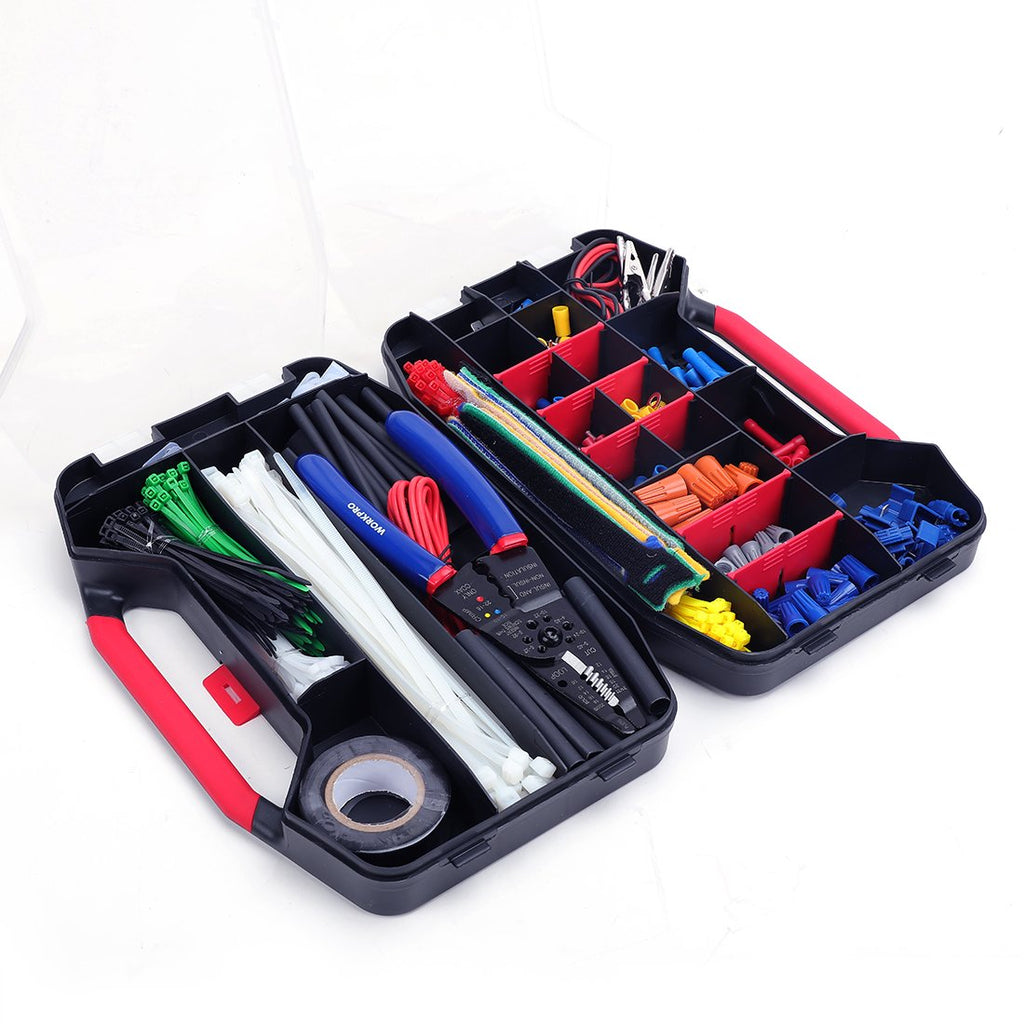 WORKPRO 582-Piece Heat Shrink Wire Connectors Kit, Electrical Wire Terminals, Electrical Repair Kit with Wire Cutter Stripper Crimping Tool