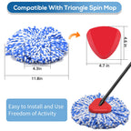 8 Pack RinseClean Spin Mop Replacement Head Refills with 1 Rotating Mop Base Compatible with O Ceda RinseClean 2 Tank System, Blue Microfiber Mop Refills for Floor Cleaning