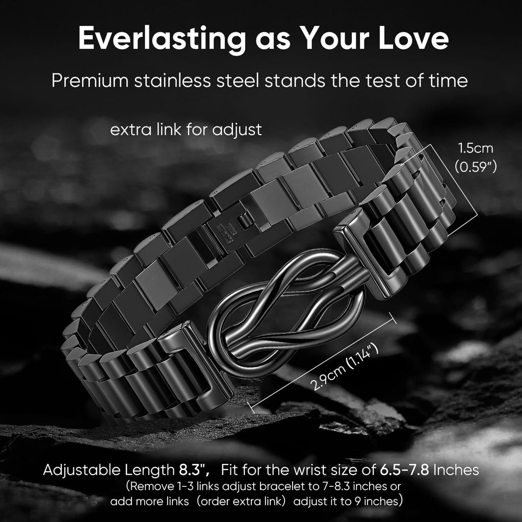 VNOX Gift for Him Knot Bracelet - Stainless Steel Infinity Bracelets Gift for Boyfriend from Girlfriend Mens Valentines Day Birthday Christmas Jewelry Gifts Ideas for Husband,Adjustable