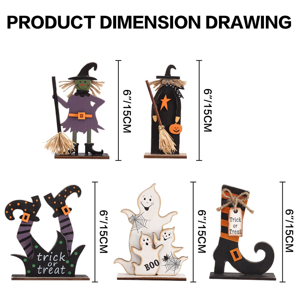 5PCS Halloween Witch/Ghost/Shoes Decoration for Indoor Home Table Decor